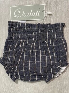 NWT Dadati European Boutique Blue Jean Check Baby Bloomers Sz 3 Months